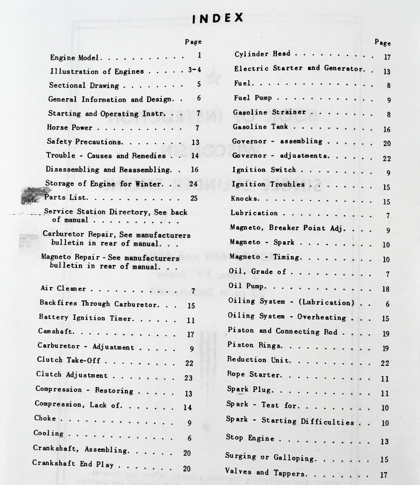 Wisconsin AEN AENS Engine Service Operators Parts Manual Shop Repair Instruction - Image 2