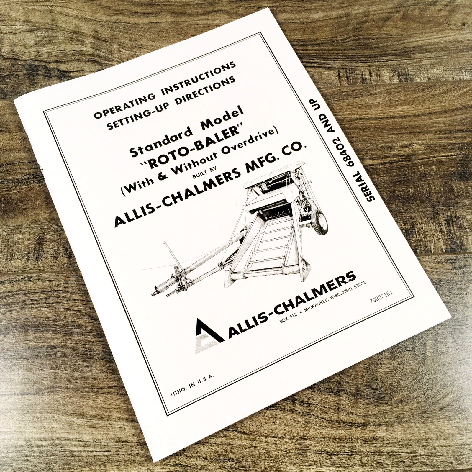 Allis Chalmers Standard Roto Baler Operators Manual Owners Book Serials 68402-Up