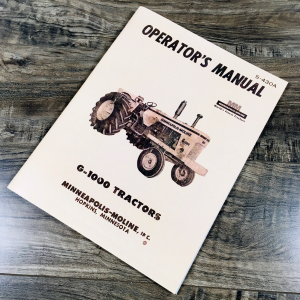 Minneapolis Moline G-1000 G1000 Tractor Operators Manual Owners Book Maintenance