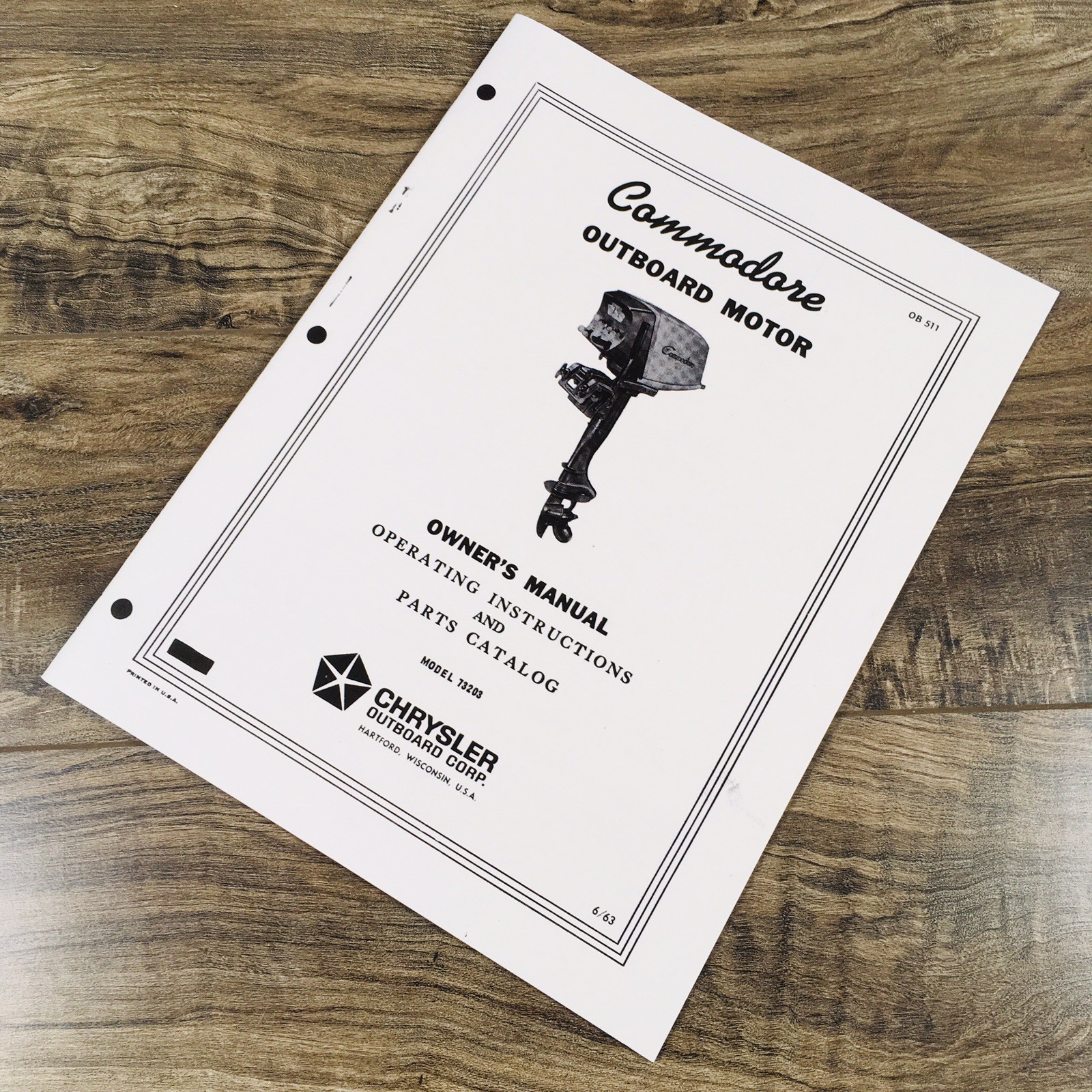 Operators Parts Manual For Model 73203 Chrysler Commadore Outboard Motor Owners