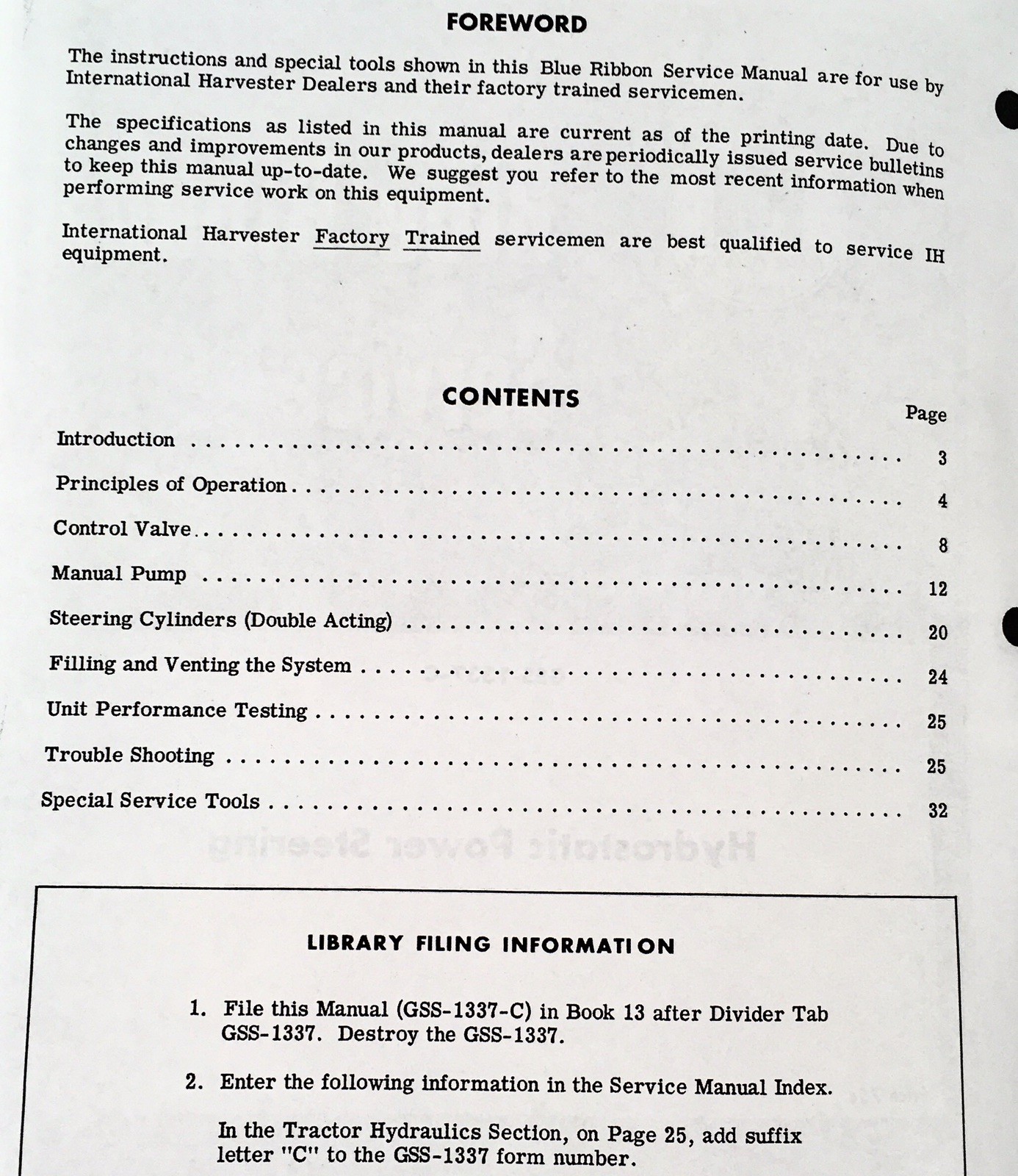 International Hydrostatic Power Steering Service Manual For B275 Tractor - Image 2