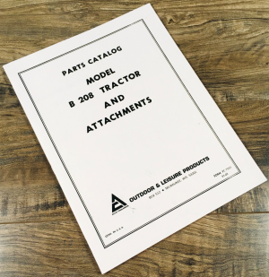 Allis Chalmers B208 Lawn Garden Tractor and Attachment Parts Manual Catalog Book
