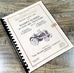 Massey Harris 44 44K Gas Tractor Parts Manual Catalog Book Assembly Schematics