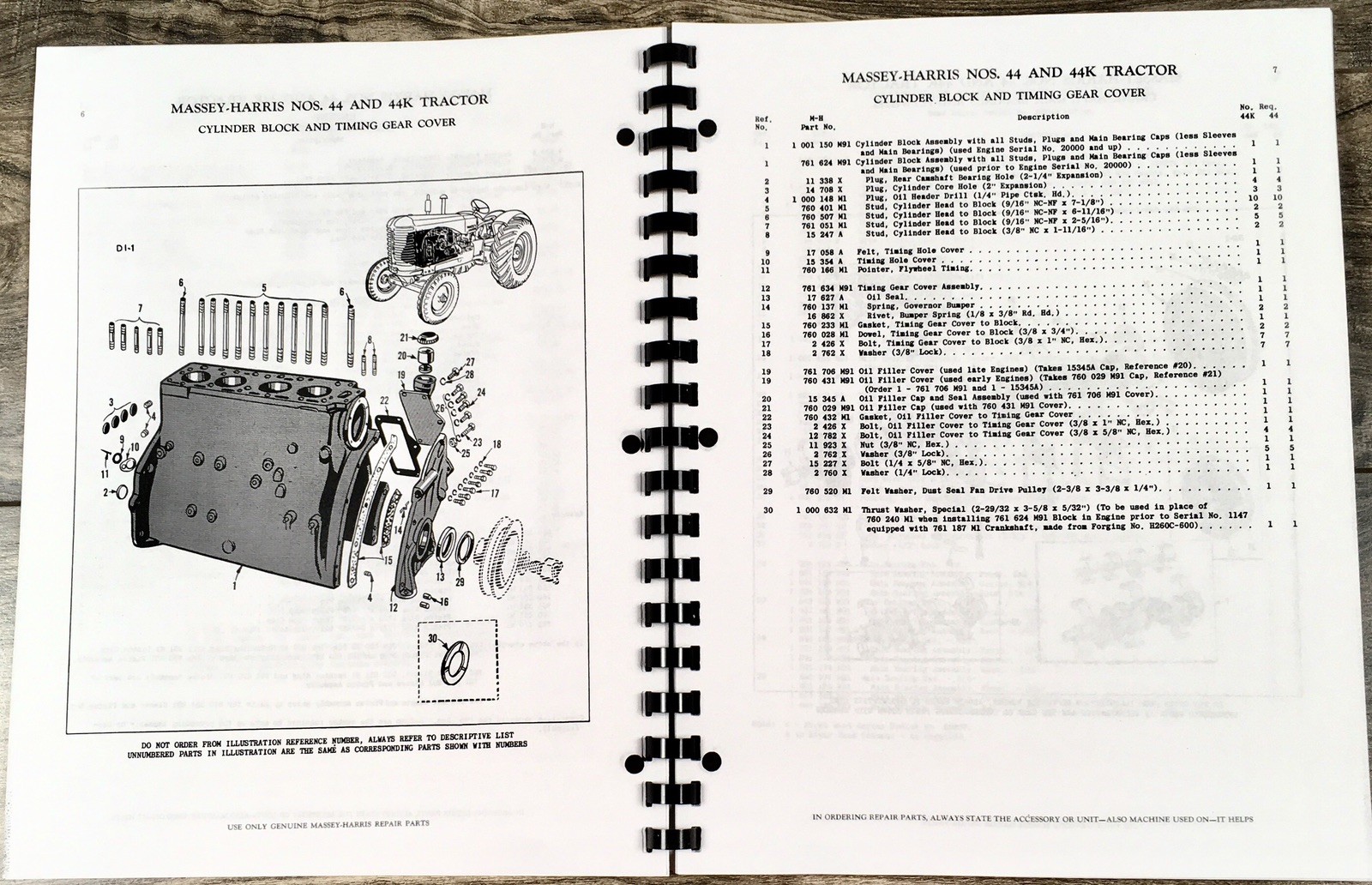 Massey Harris 44 44K Gas Tractor Parts Manual Catalog Book Assembly Schematics - Image 3