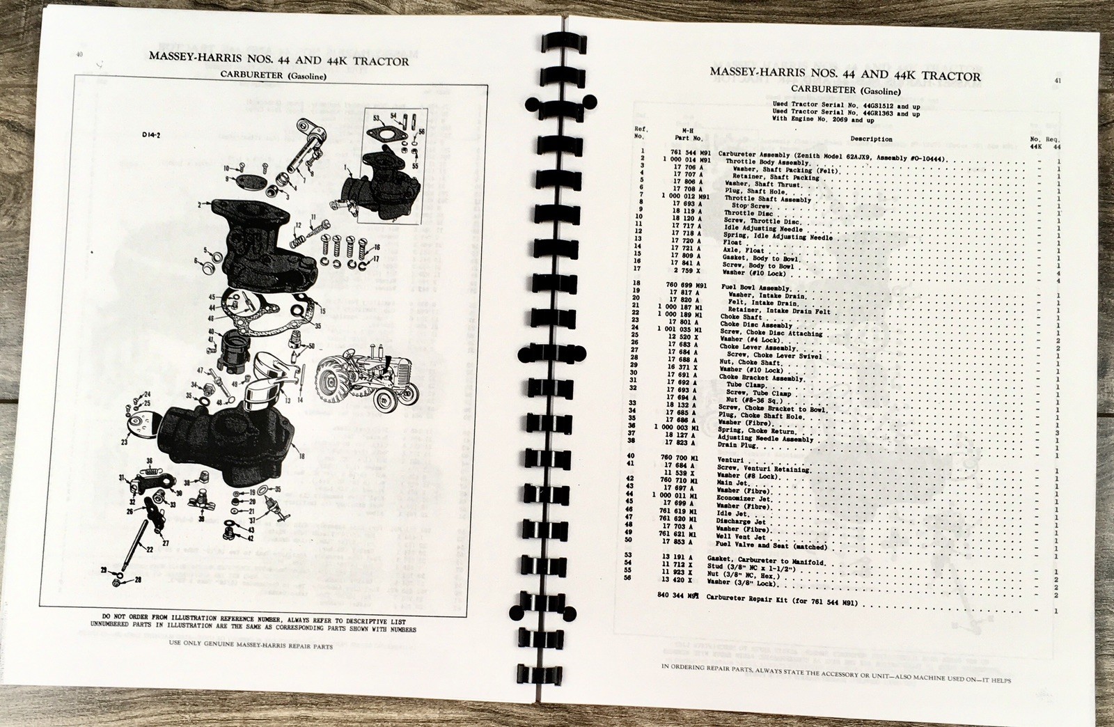 Massey Harris 44 44K Gas Tractor Parts Manual Catalog Book Assembly Schematics - Image 5
