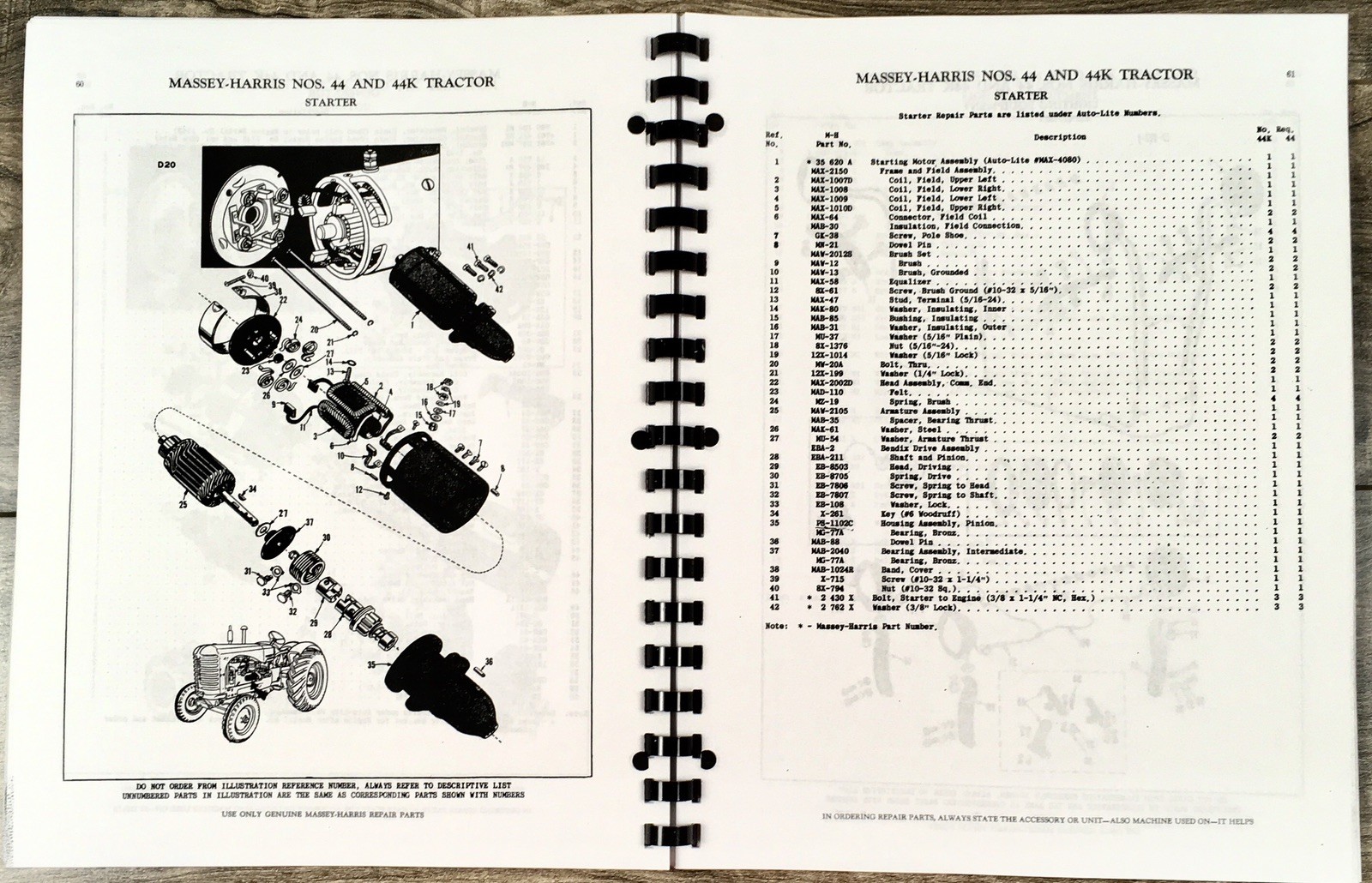 Massey Harris 44 44K Gas Tractor Parts Manual Catalog Book Assembly Schematics - Image 6