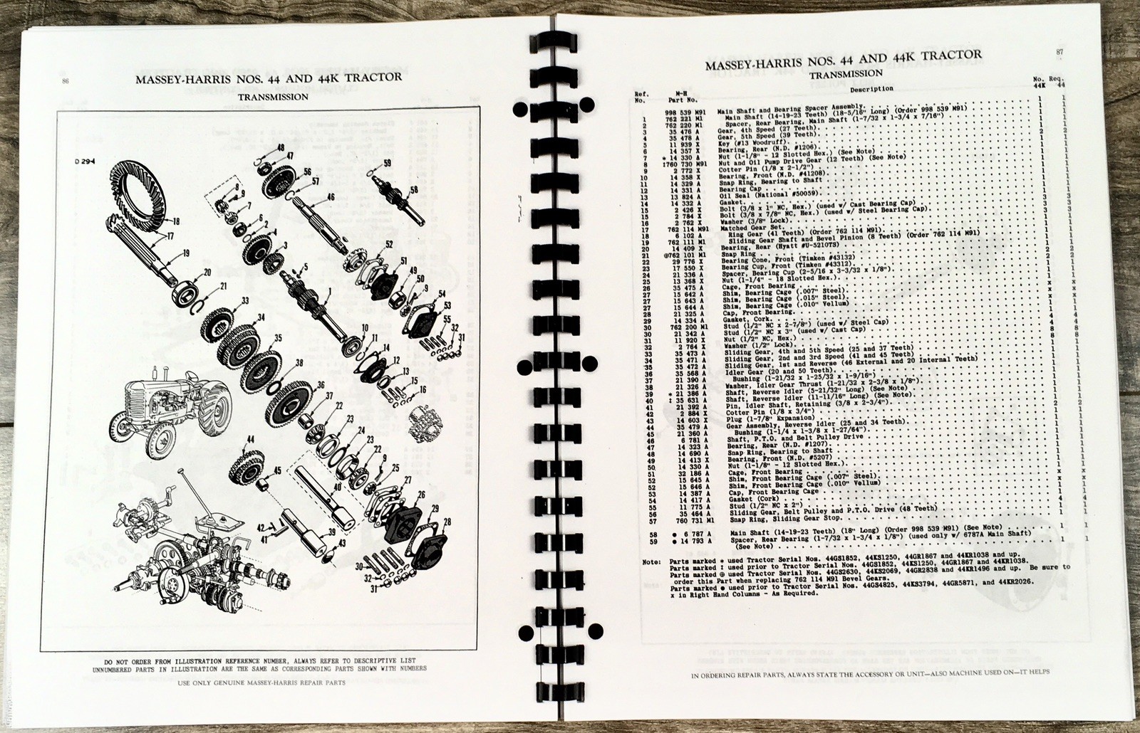 Massey Harris 44 44K Gas Tractor Parts Manual Catalog Book Assembly Schematics - Image 7
