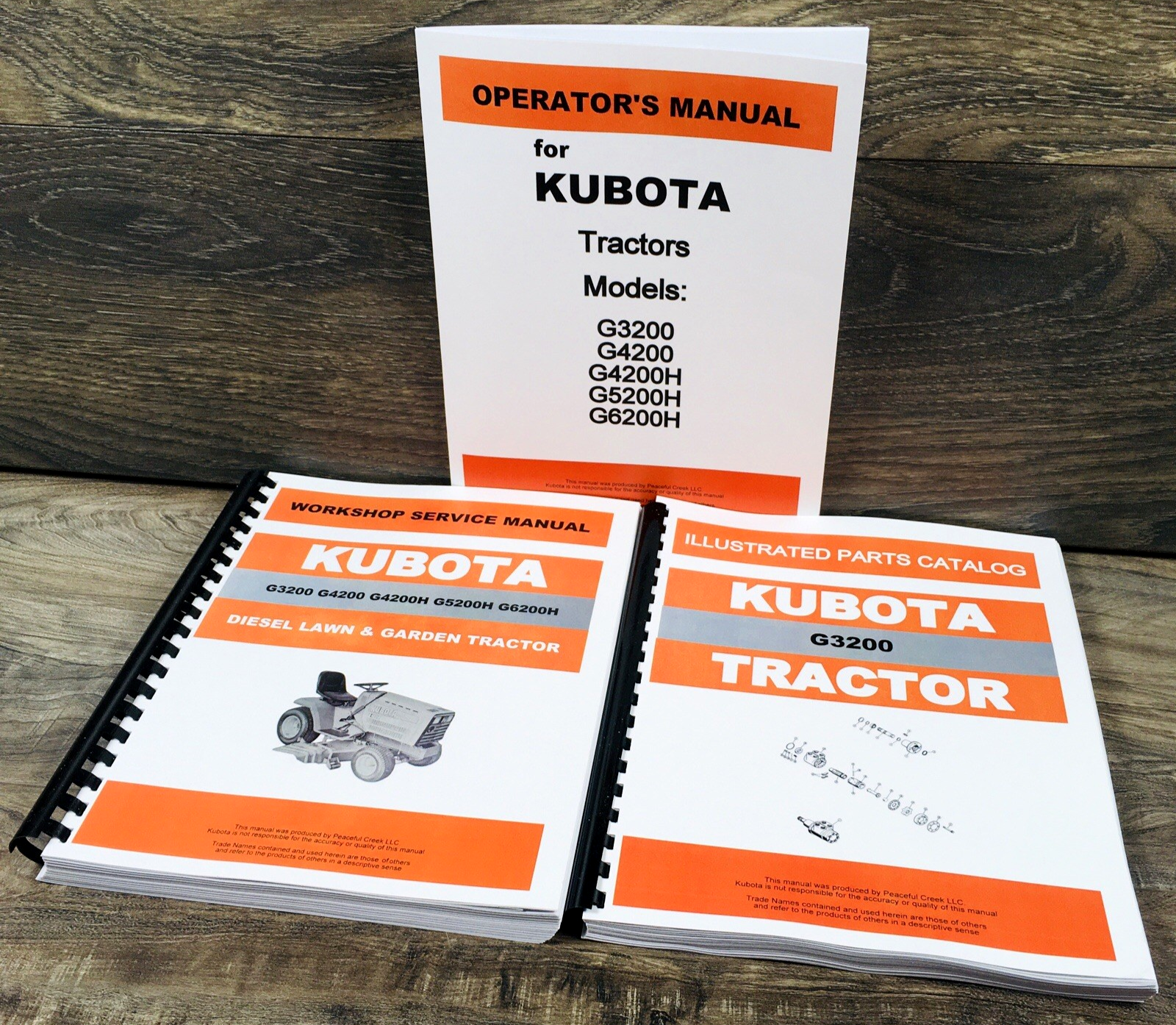 Kubota G3200 Lawn and Garden Tractor Service Manual Parts Catalog Operators