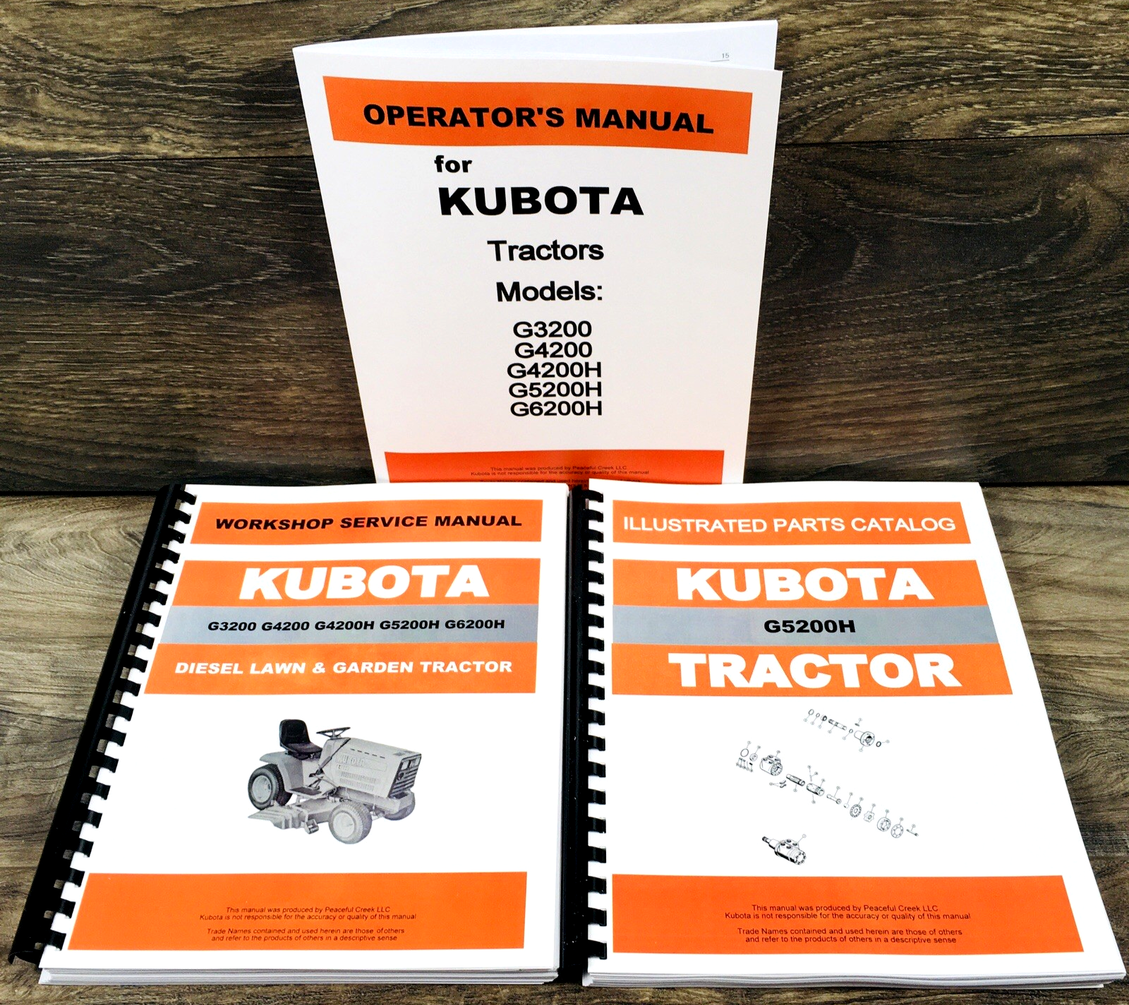 Kubota G5200H Lawn and Garden Tractor Service Manual Parts Catalog Operators