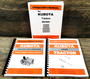 Kubota G6200H Lawn and Garden Tractor Service Manual Parts Catalog Operators