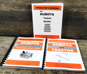 Kubota G4200 Lawn and Garden Tractor Service Manual Parts Catalog Operators