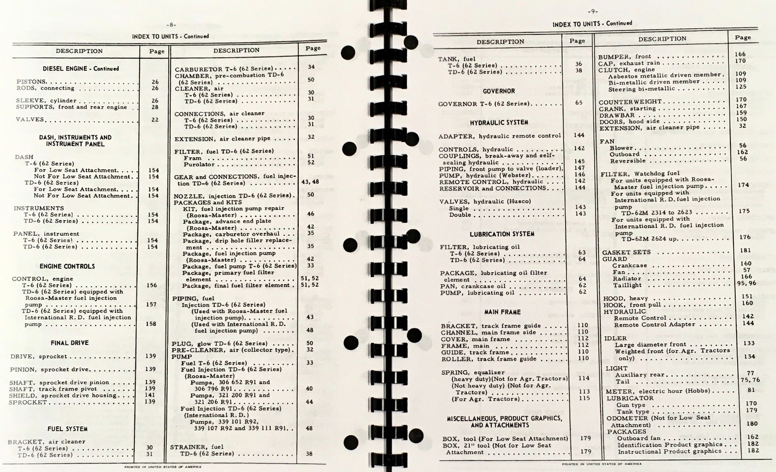 International T-6 Series 62 Crawler Tractor Service Parts Operators Manual Set - Image 5