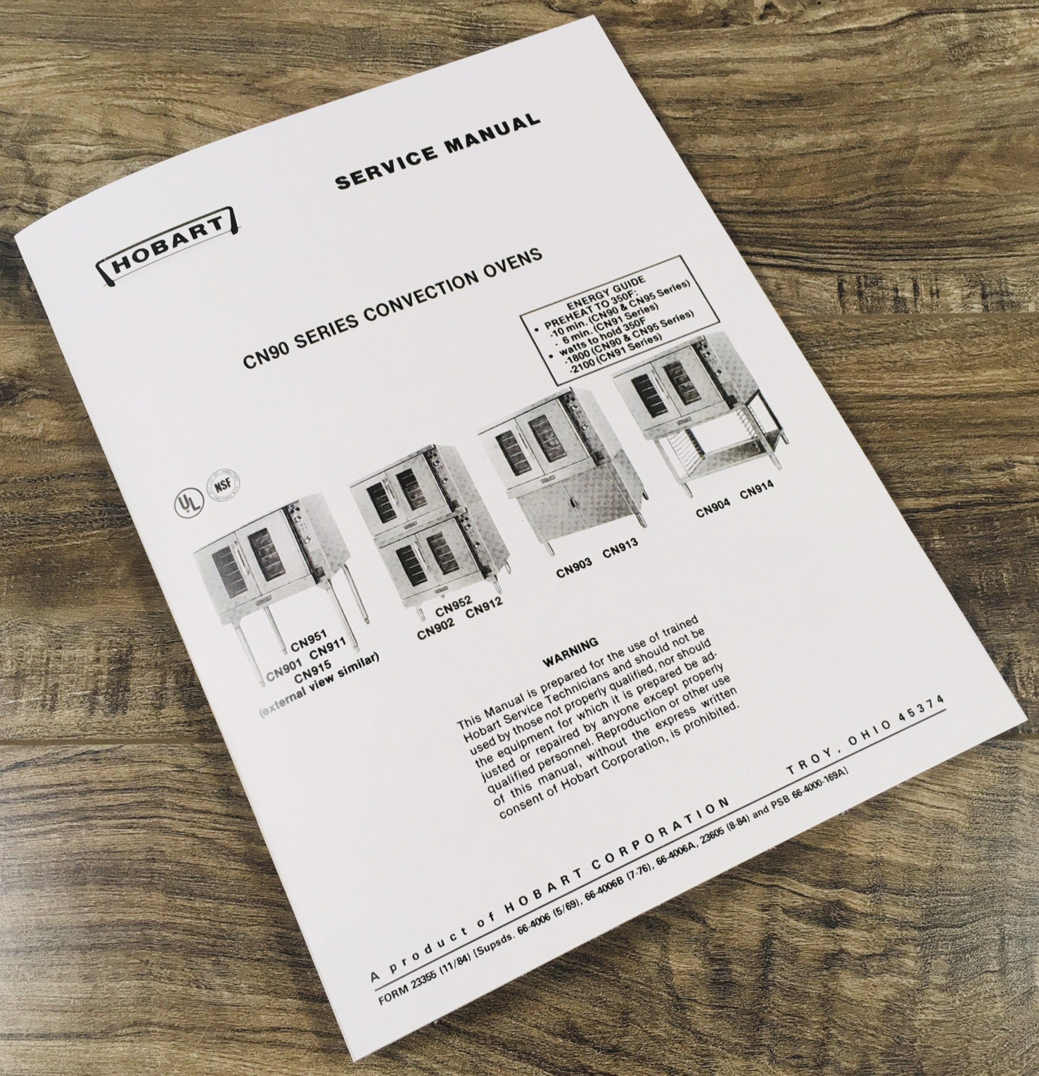 Hobart Model CN922 CN924 CN93 CN931 CN932 CN933 Convection Oven Service Manual - Image 7