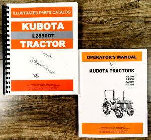 Kubota L2850 4wd L2850DT Tractor Parts Catalog Operators Manual Owners Books Set