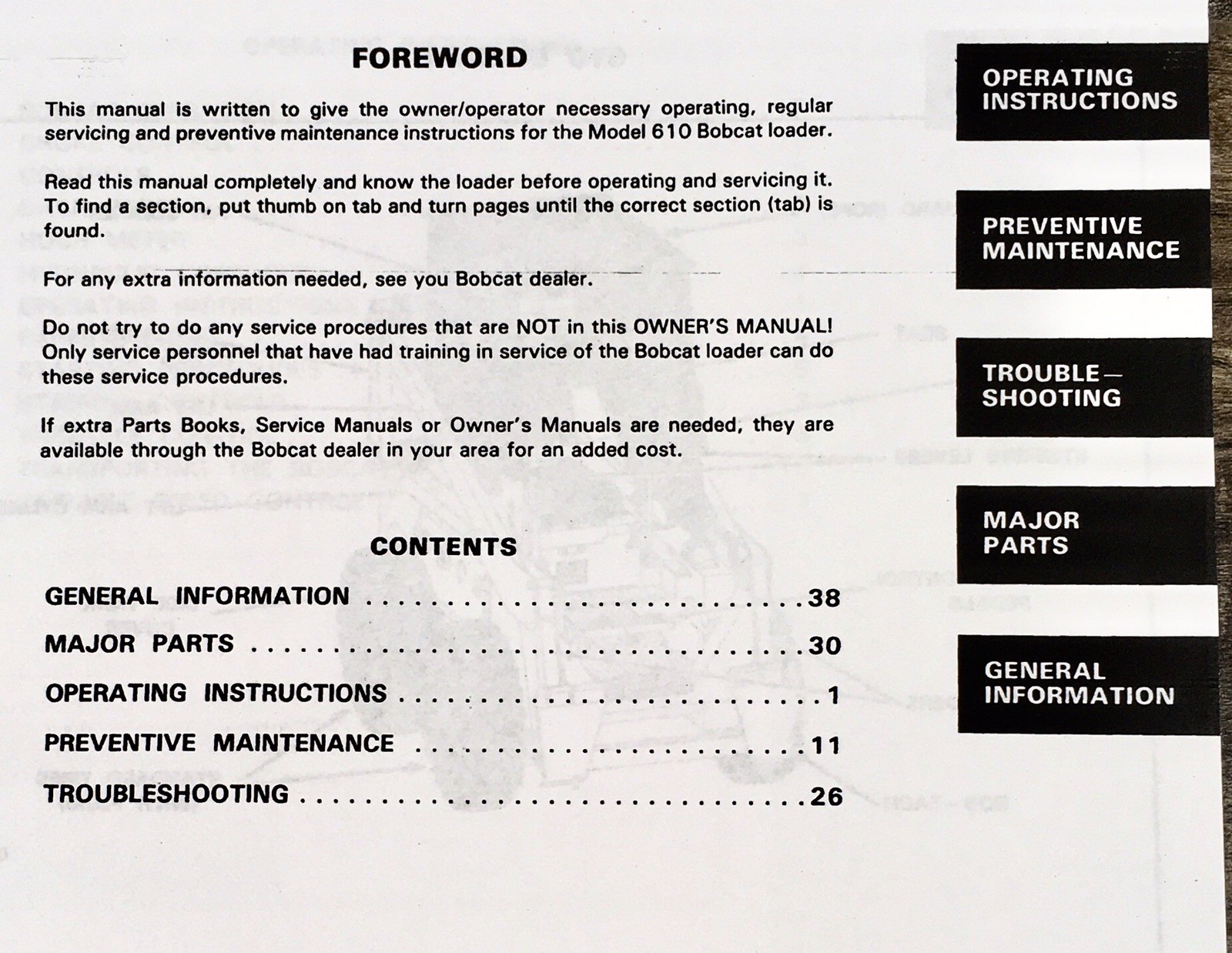 Bobcat 610 Skid Steer Loader Operators Manual Owners Book Maintenance Adjustment - Image 2