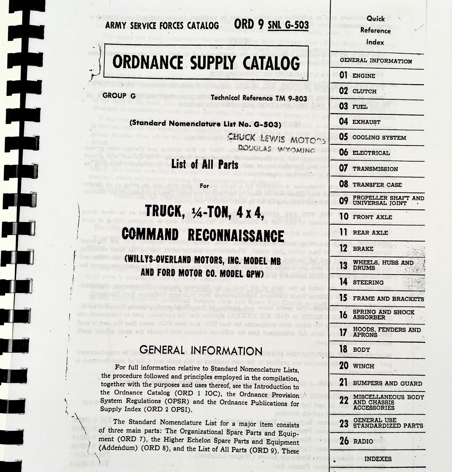 Service Parts Manual Set For Jeep Willy MB GPW Command Reconnaissance 1/4 Ton - Image 6