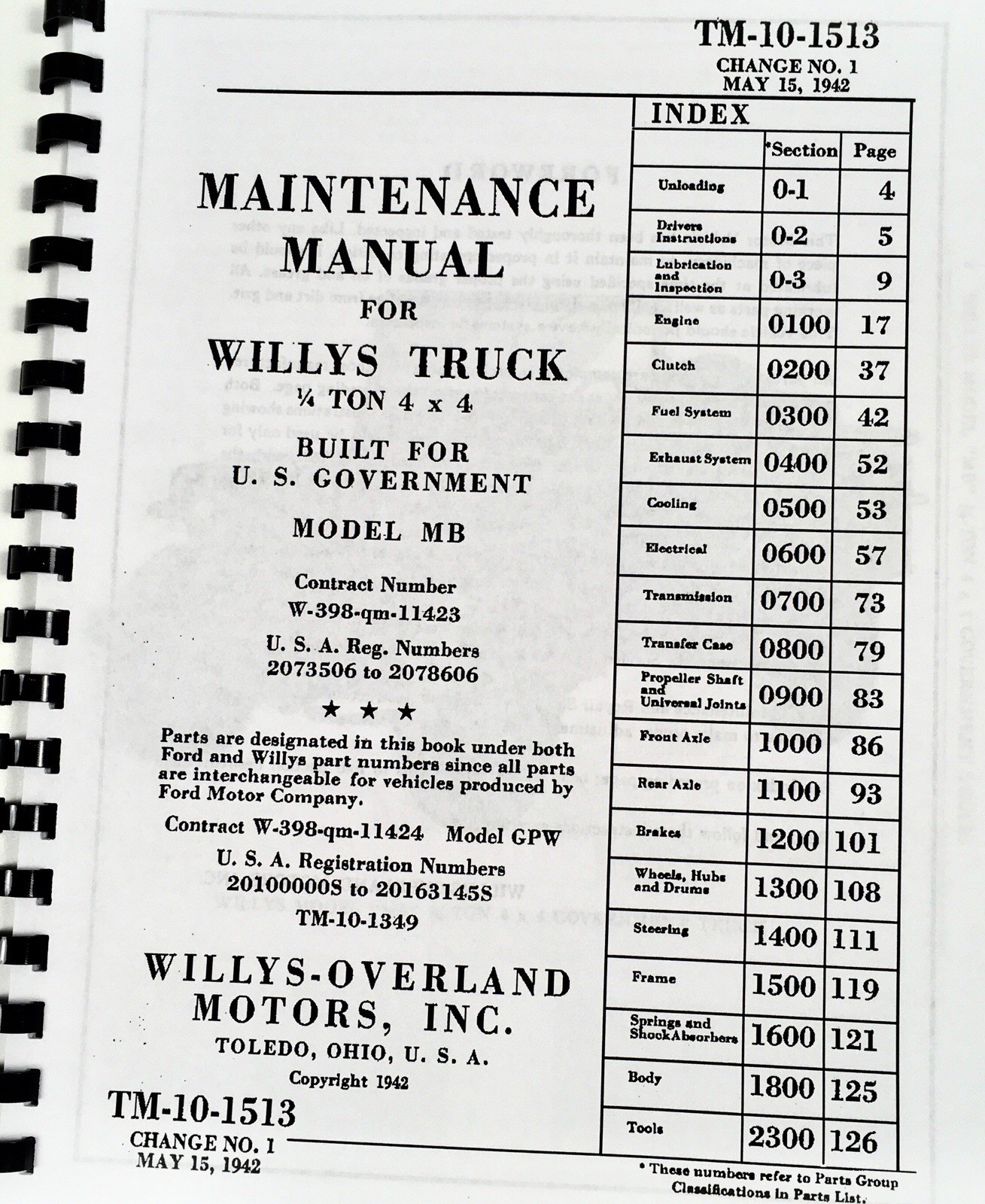 Service Maintenance Manual Jeep Willys MB Ford GPW 1/4 Ton Repair Shop TM 9-803 - Image 2