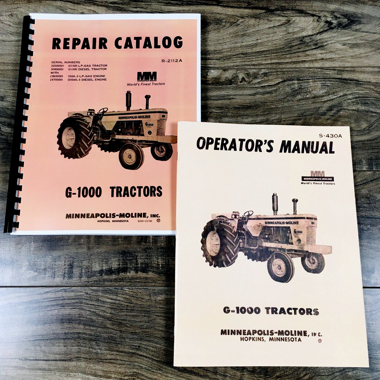 Minneapolis Moline G-1000 G1000 Tractor Parts Operators Manual Set Catalog Owner