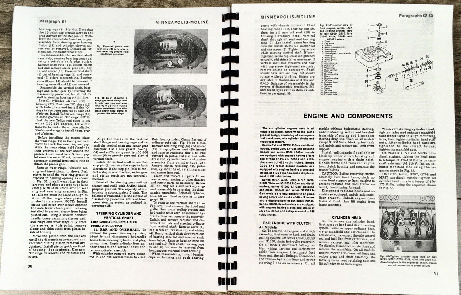 Minneapolis Moline G-1000 G1000 Tractor Service Parts Manual Set Repair Workshop - Image 11