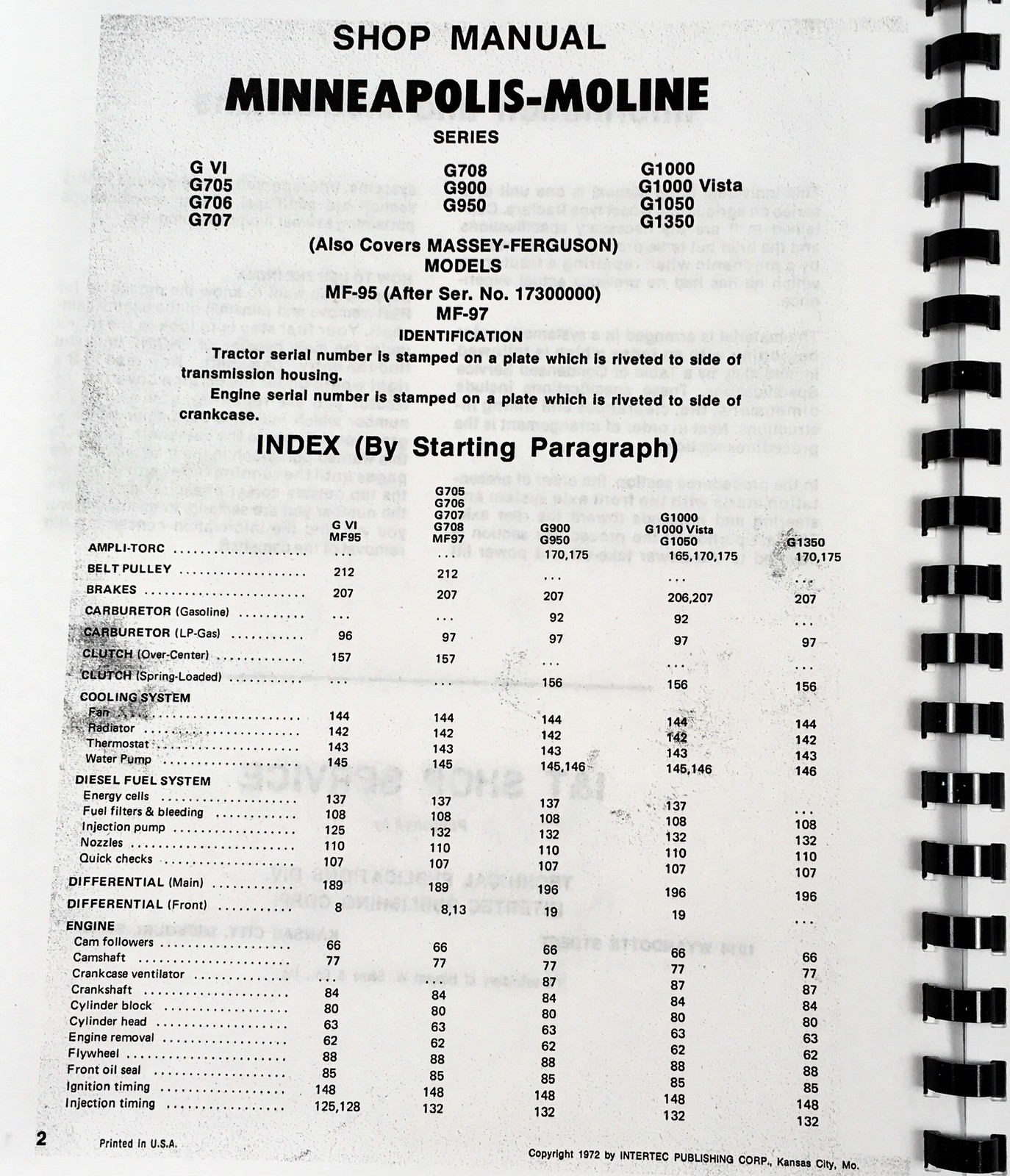 Minneapolis Moline G705 G706 Tractor Service Parts Manual Set Repair Workshop - Image 9