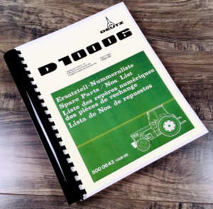 Deutz D10006 Tractor Parts Manual Catalog Book Assembly Schematics Exploded View