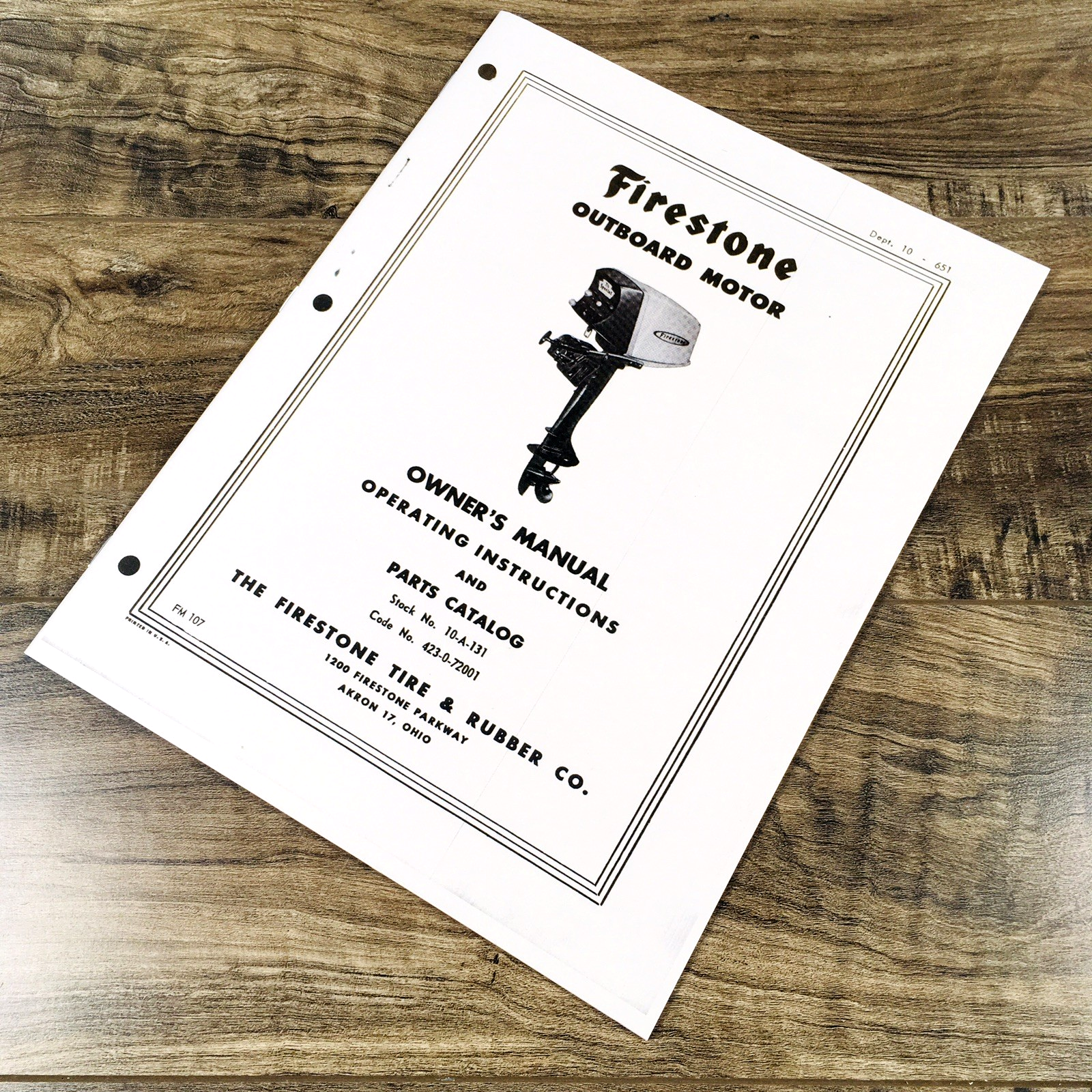Firestone 10-A-131 Outboard Motor Operators Parts Manual Owners Book Maintenance