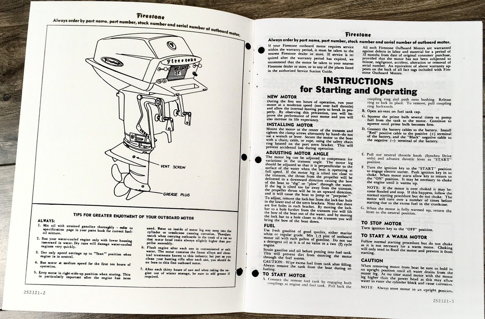 Firestone 10-A-134 Outboard Motor Operators Parts Manual Owners Book Maintenance - Image 2