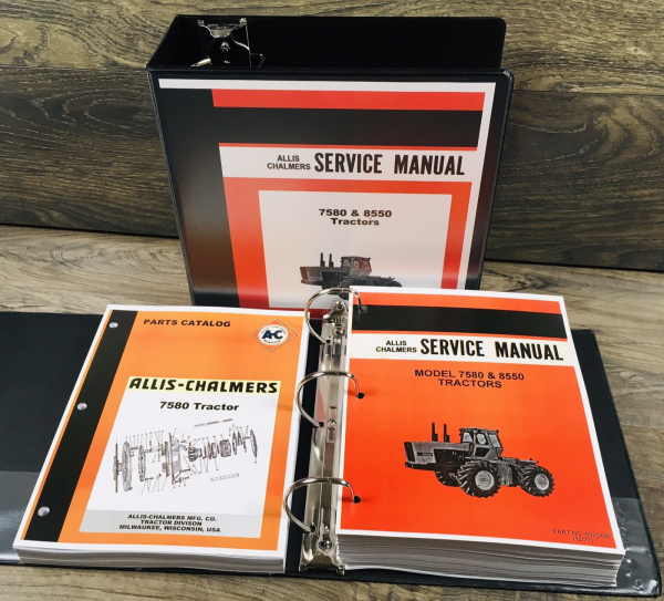 Allis Chalmers 7580 Tractor Service Manual Parts Set Repair Catalog ...