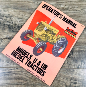Minneapolis Moline U UT UB Diesel Tractor Operators Manual Owners Maintenance