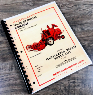 Massey Harris No. 80 SP Special Combine Self Propelled Parts Manual Catalog