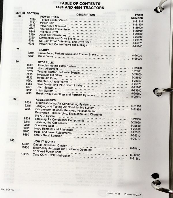 Case 4494 4694 Tractor Service Manual Repair Shop Technical Workshop ...