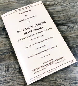 International McCormick Deering Grain Binder Operators Manual Type M or D