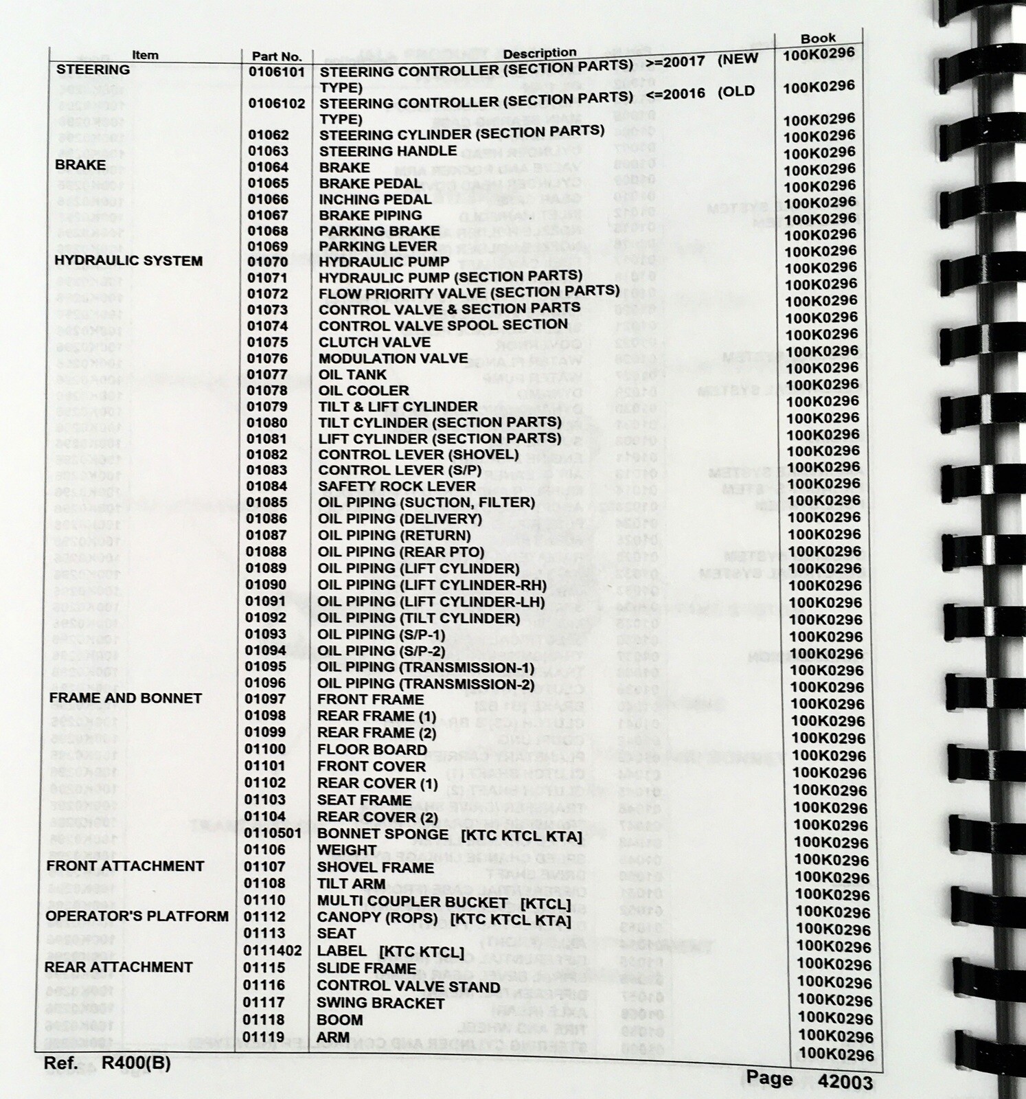 Kubota R400 R400B Wheel Loader Tractor Parts Manual Catalog Book Assembly - Image 3