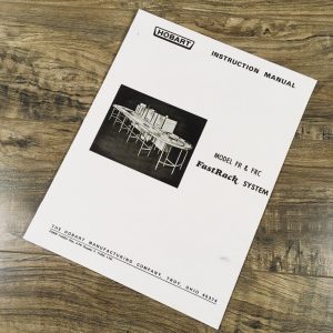 Hobart FR FRC Fastrack System Dishwasher Operators Manual Owners Maintenance