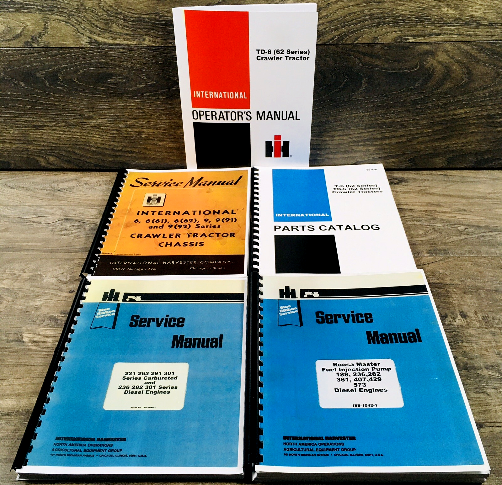 International TD-6 62 Series Crawler Tractor Service Parts Operators Manual Set