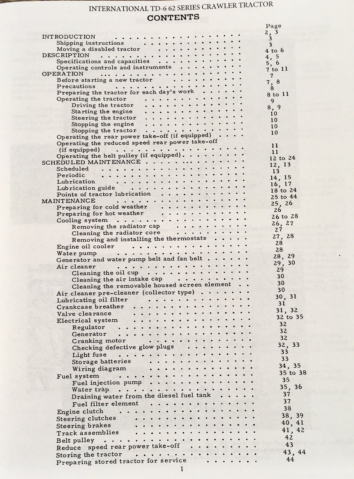 International TD-6 62 Series Crawler Tractor Service Parts Operators Manual Set - Image 2