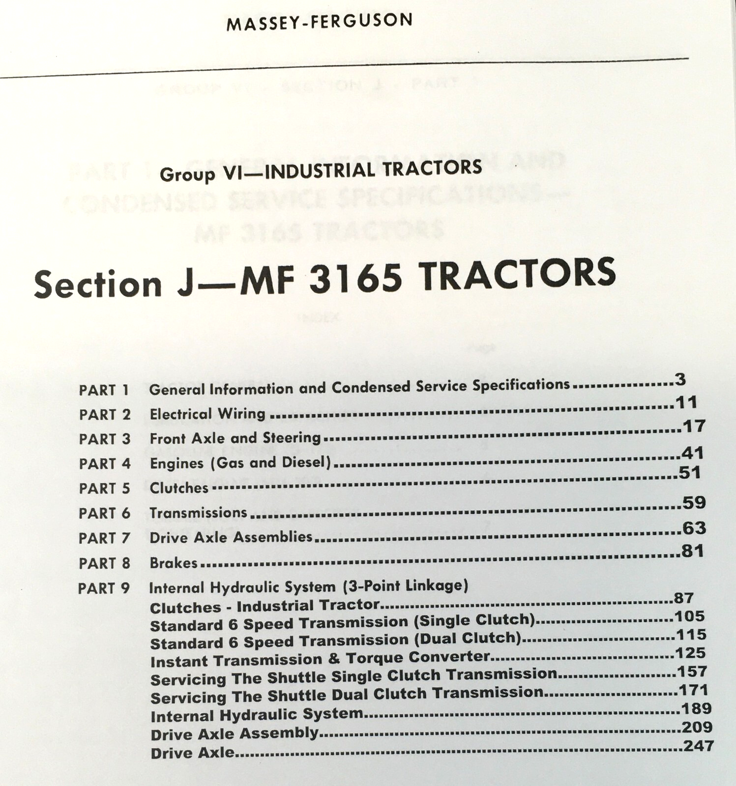 Massey Ferguson MF 3165 Gas Industrial Tractor Service Manual Parts Operators - Image 2