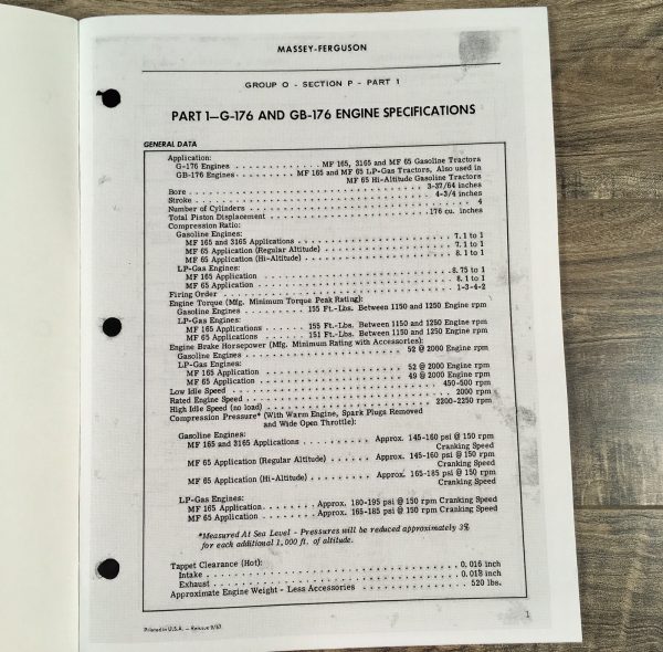 Massey Ferguson MF 3165 Gas Industrial Tractor Service Manual Parts Operators - Image 21