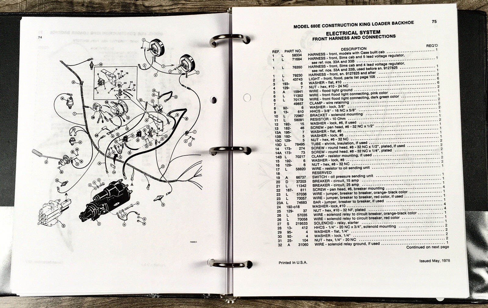 Case 680E Backhoe Loader Parts Manual Catalog Book Assembly S/N 9114101-After - Image 7