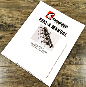 Farmhand F202-A Row Crop Cultivator Operators Manual Instruction Parts 1394-Up