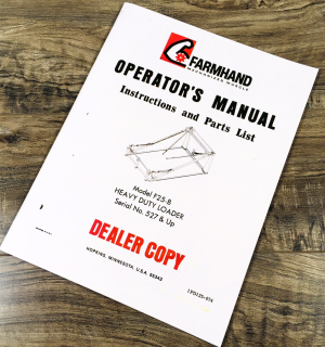 Farmhand F25-B Heavy Duty Loader Operators Manual Instruction Parts List 527-Up