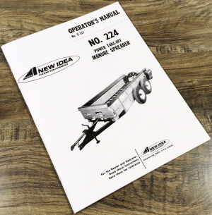 New Idea 224 Power Take Off Manure Spreader Operators Manual Book and Parts List