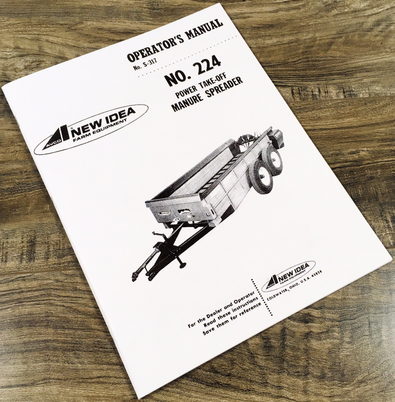 New Idea 224 Power Take Off Manure Spreader Operators Manual Book and Parts List