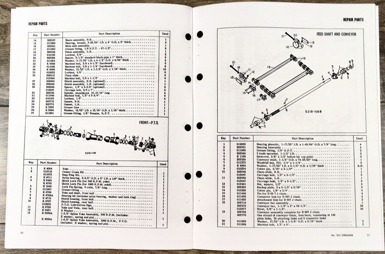 New Idea 224 Power Take Off Manure Spreader Operators Manual Book and Parts List - Image 6