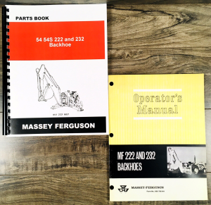 Massey Ferguson MF 222 232 Backhoe Parts Operators Manual Set Owners Catalog Set