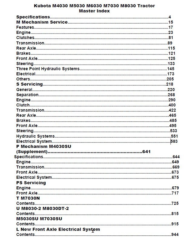 Kubota M4030Dt M5030Dt M6030Dt M7030Dt M8030Dt Tractors Service Manual Repair - Image 2