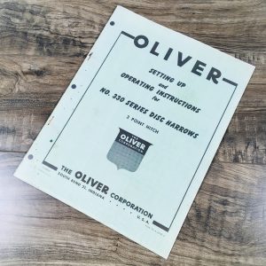 Oliver 330 Series Disc Harrow 3 Point Hitch Operators Manual Owners Maintenance