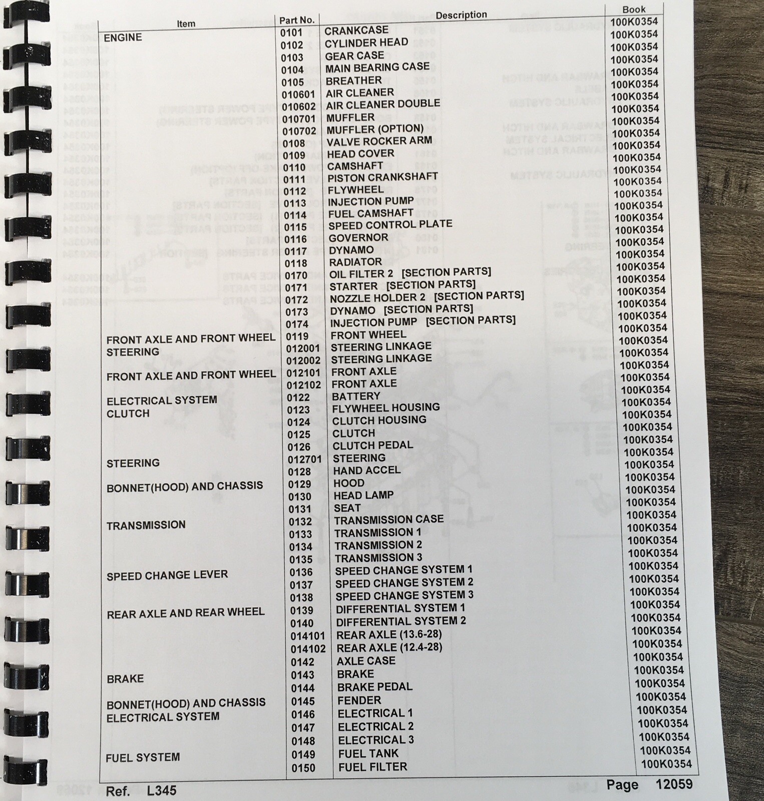 Kubota L345 Tractor Parts Manual Catalog Assembly Schematics Exploded Views - Image 2