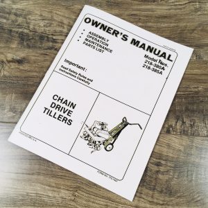 MTD 218-380A 218-385A Chain Drive Tiller Operators Parts Manual Catalog Book