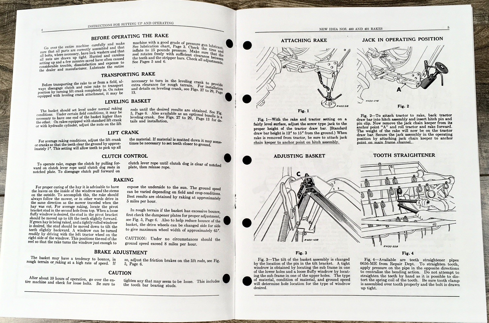 New Idea 400 401 Parallel Bar Side Rake and Bar Bean Rake Operators Manual Owner - Image 3